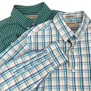 Duluth Trading Lot of TWO Mens Size Medium Button Up Long Sleeve Shirts Plaid